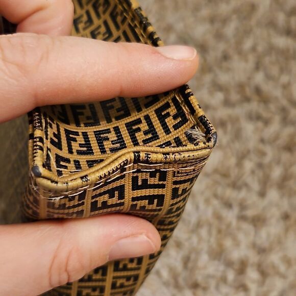 Vintage Fendi Zucchino Canvas Monogram Pouch in Black and Tan - Picture 9 of 10